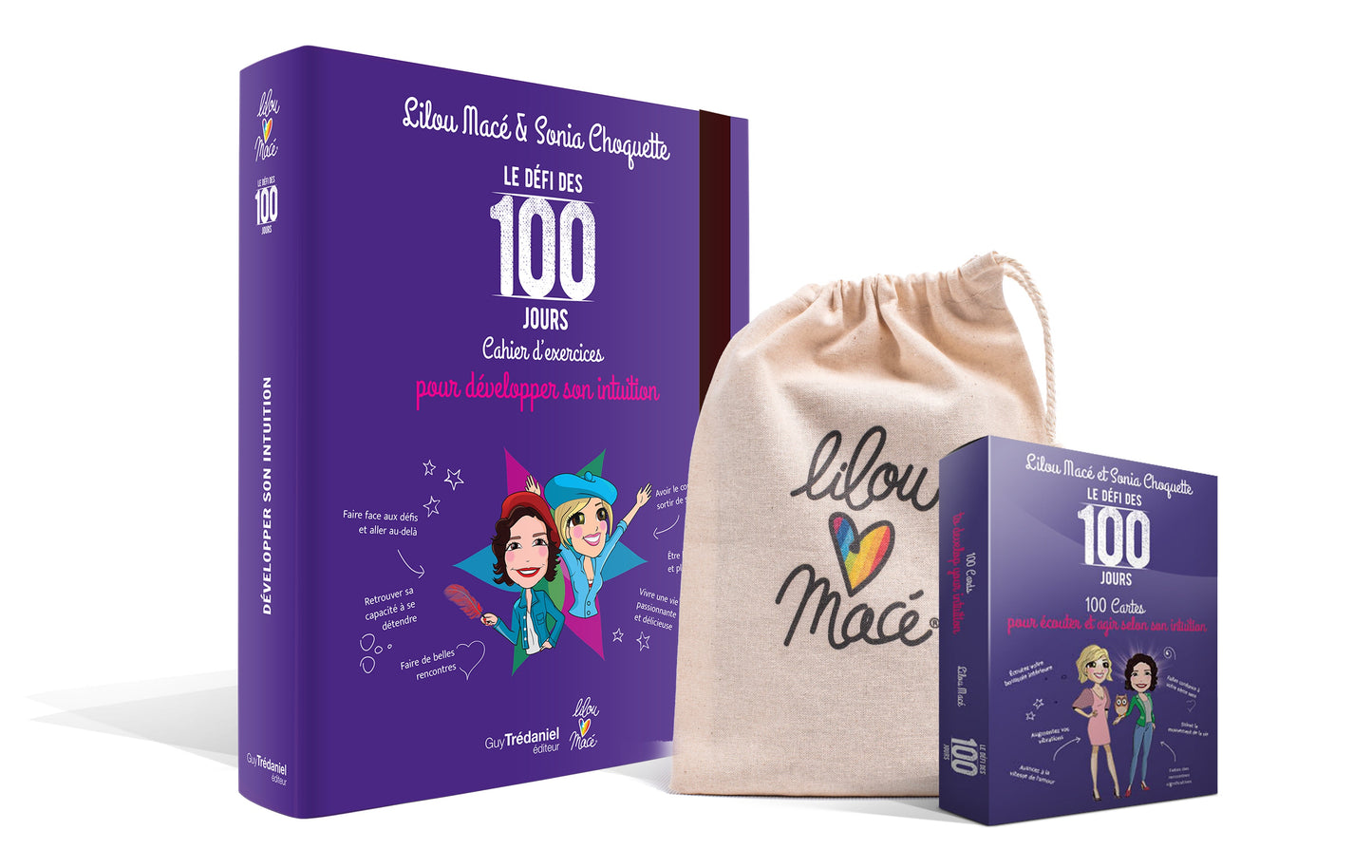 PACK Cahier d'exercices du Défi des 100 jours pour DÉVELOPPER SON INTUITION  + 100 cartes intuition + POCHETTE CADEAU